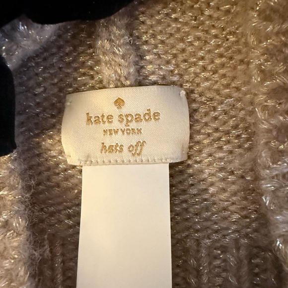 Kate Spade Rose Dew Knit Hat with Black Velvet Bow - Picture 3 of 3